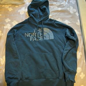 north face, hoodie size small, dark blue